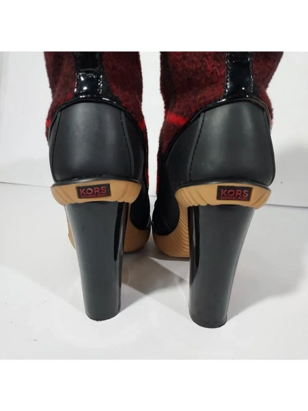 Michael Kors Red Buffalo Plaid, Rubber Duck Sole Boots Groovy USA size 7 - Picture 5 of 9